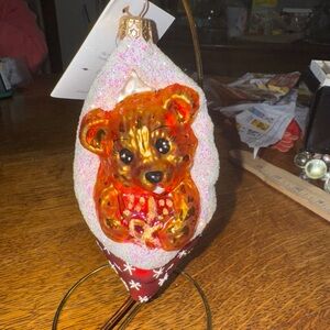 Christopher Radko Glittery Bear Holiday Ornament cozykins